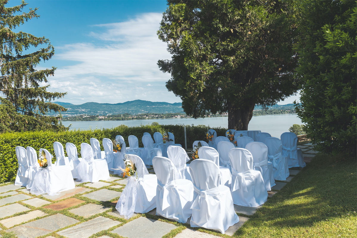 Chairs set out for a wedding abroad in Italy