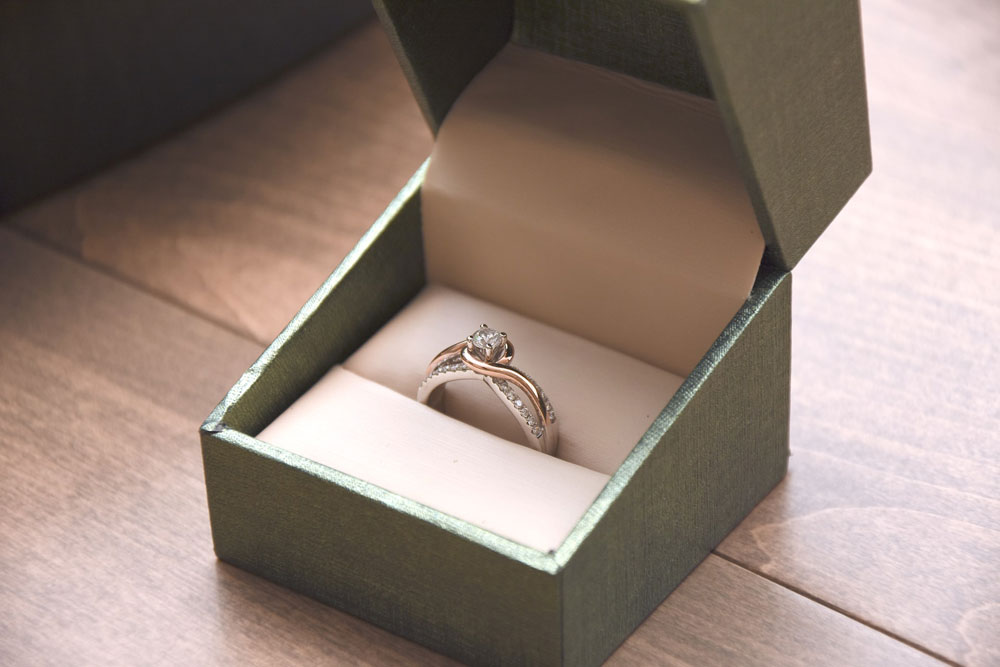 Engagement ring in a box