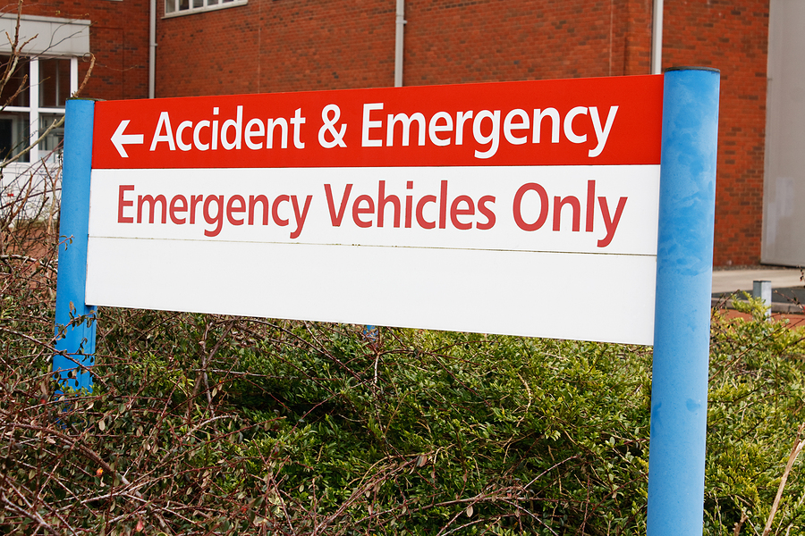 Hospital Accident & Emergency Department sign.