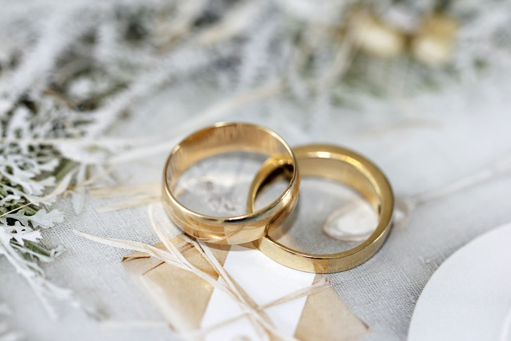 Two gold wedding rings.